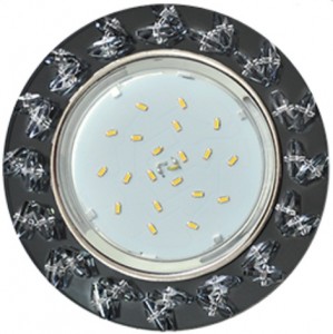 Ecola GX53 H4 5361 св-к Стекло Круг крупные прозр. стразы Елочка Черный/Хром 54x120 FL53RNECB