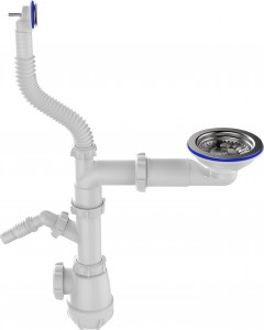 Aquant Сифон для кухни 3 1/2"х40 со смещением, отвод для стир.машины, круглый перелив, B0241-5-MR