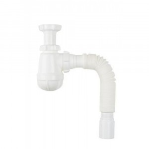 Aquant Сифон для кухни 1 1/2"х40 с пласт.решет.,удлиненной горловиной,гиб.труба 40х50,PB0510-17-MR