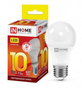 ASD/inHome VC ЛОН A60 E27 10W(900lm) 3000К 3K 110x60 (без пульсации) 0204