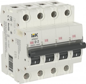 IEK ARMAT автоматический выкл. M06N 4P х-ка D 2А AR-M06N-4-D002