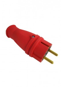 Вилка В16-001 прямая каучук 2Р+РЕ 1х16А 220-240V красный IP44 Витебск (РБ)