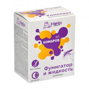 HELP Комплект от КОМАРОВ: фумигатор и жидкость  30 ночей, инсектицидная /24