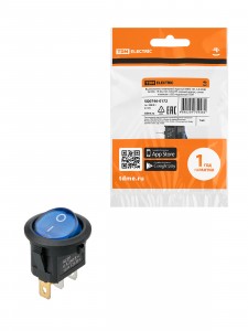 TDM выключатель клавишный MIRS-101-3-B круглый синий 250В, 1P, 6А, (3с), ON-OFF, LED SQ0746-0172