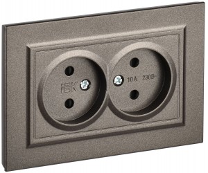 IEK BRITE роз. СУ 2 мест. 10A бронза (шторки) РСш12-2-БрТБ BR-R23-10-K45-F