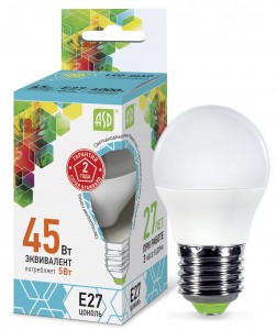 ASD standard Шар P45 E27 5W 4000К 4K 78x45 пластик/алюм  2187