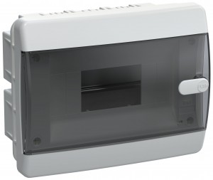 IEK UNION Compact бокс (корпус) пластик. ЩРВ-П- 8 мод. встраиваемый, прозр. черная дверь IP41