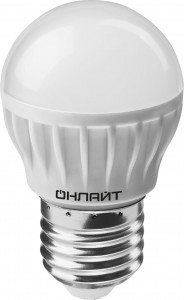 ОНЛАЙТ шар G45 E27 8W(640Lm) 6500K 6K 76x45 OLL-G45-8-230-6.5K-E27 61137