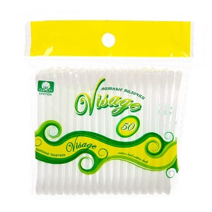 Ватные палочки 50шт/уп, пакет, VISAGE 74985 РУСАЛОЧКА