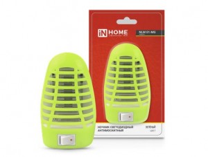 ASD/InHome Св-к антимоскитный (зеленый) ночник св/д NLM 01-MG с выкл. 220V 69х74х119мм 9146