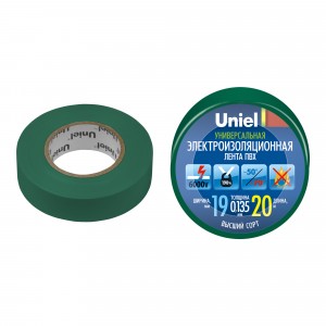 Uniel Изолента ПВХ 19/20 зеленая UIT-135P 20/19/01 GRN