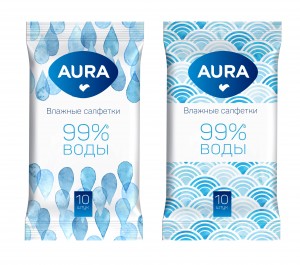 Влажные салфетки 10шт/уп. освежающие AURA (Коттон Клаб)арт.13692