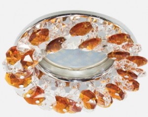 Ecola CD4141 MR16 GU5.3 св-к Круглый с хрусталиками Прозрачный и Янтарь/Хром 50x90 FO1618EFY