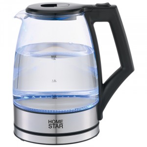 Чайник электр. HomeStar HS-1004 (диск, 1,8л) 2,2кВт, стекло, черный