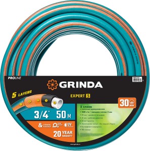 Шланг GRINDA PROLine EXPERT поливочный, 30атм, армированный, 5 слой, 3/4"x50м zu429007-3/4-50