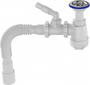 Aquant Сифон д/умывальника 1 1/2"х40 с удл.горловиной,отвод для стир.машины,г.т.40х40/50,S0545-16-MR