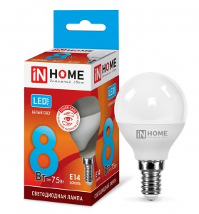 ASD/inHome VC шар P45 E14 8W(720lm) 4000К 4K 83x45 (без пульсации) 0556