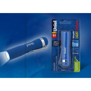 Uniel фонарь ручной S-LD045-B blue (1xR6) 1св/д 0.5W (25lm), синий/пластик., влагозащ., BL (10 шт.)