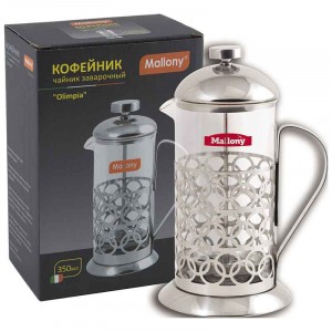 Чайник/кофейник (френч-пресс) 350мл, Olimpia, нерж сталь/стекло, T046-350ML Mallony 950100