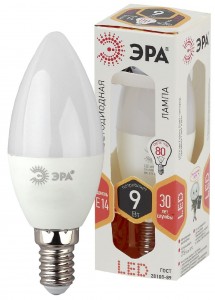ЭРА стандарт свеча B35 E14 9W(720lm) 2700K 2K 110x37 B35-9w-827-E14 6689