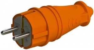 NE-AD вилка прямая каучук 2P+PE 1х16А 220-240V IP44 ОРАНЖ 4301 (Турция)