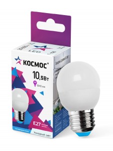 Космос шар  E27 10,5W (10W) (860lm) 6500K 6K матов. 82x45 IC драйвер LkeLED10.5wGL45E2765