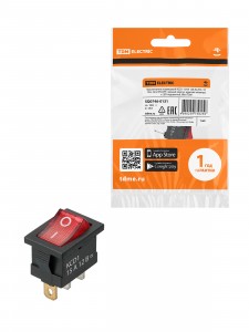 TDM выключатель клавишный KCD1-101N красный 12В, 1P,15А, (3с), ON-OFF, LED, Mini SQ0746-0131