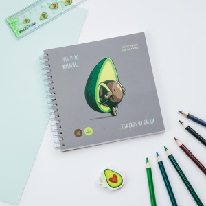 Скетчбук 60л., 150*150 MESHU "Avocadreams", на гребне, 120г/м2, выб. лак, soft-touch 337359