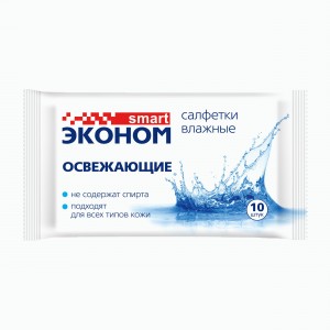 Влажные салфетки Эконом smart  освежающие 10 шт