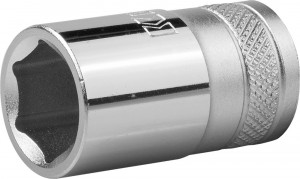 Торц головка KRAFTOOL "INDUSTRIE QUALITAT", Cr-V, FLANK, хромосатинир, 1/2", 15мм zu27805-15