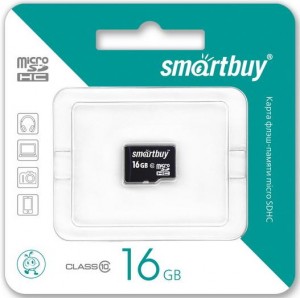 Флэш-карта (карта памяти) MicroSDHC 16GB Class10  SmartBuy без адаптера