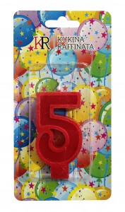 Свеча д/торта ЦИФРА 5, красная 202566-1 Kukina Raffinata
