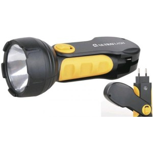 Ultraflash фонарь ручной LED3828 (акк. 4V 0.5Ah) 1св/д 0.5W (25lm), черный+желт./пластик, вилка 220V (3 шт.)