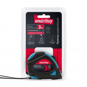 Smartbuy Рулетка 3мх19мм, прорезиненный корпус, 2 фиксатора,  усиленный зацеп SBT-MTP-319P2
