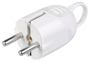 IEK вилка 16А 250В (АБС-пластик, угловая с ушком, белая, земля) EVP12-16-01-K01
