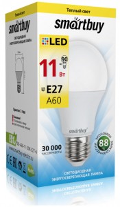 Smartbuy ЛОН A60 E27 11W(850lm) 3000K 2K 110x60 SBL-A60-11-30K-E27-A
