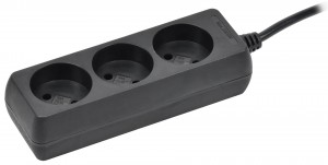 IEK Cет.удлинитель ПВС 2х0.75 3 роз. 3м 10А черный  WYP10-06-03-03-K02