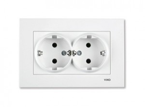VIKO by Panasonic KARRE роз. 2 мест. (земля) крем 16A  90960156
