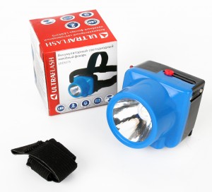 Ultraflash фонарь налобный LED5375 (акк. 4V 0.35Ah) 1св/д (80lm) голубой/пластик, 2 реж. до 50м