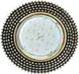 Ecola GX53 H4 св-к Стекло Круг c прозр.стразами золото-золото фон черн. 40x120 FP53RGECB
