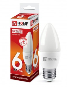 ASD/inHome VC свеча C37 E27 6W(540lm) 6500К 6K 107x37 (без пульсации) 0357