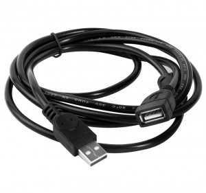Дата-кабель USB(A)шт. - USB(A)гн. ERGOLUX ELX-EC01P-USB ПРОМО  2А  2м, черный, пакет