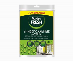 Салфетки для уборки универсальные вискоза повыш.плотности,30*38 см, 3 шт.,С0006010 Master FRESH