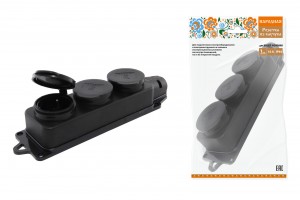 TDM колодка ОУ тройная 3 гн. с загл. каучук 2P+PE 1x16A 220-240V IP44 "Народная" SQ0612-0038