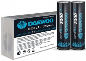 Ак-р Daewoo 18650 2000 mAh, 20A без защиты PK1 18,6*65,5  пласт. бокс