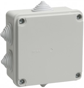 IEK коробка КМ41233 распред. ОУ 100х100х50 мм IP44 (RAL7035, 6 гермовводов)