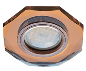 Ecola DL1652 MR16 GU5.3 св-к  Стекло 8-угольник Янтарь/Черненая медь 25x90 FA1652EFF