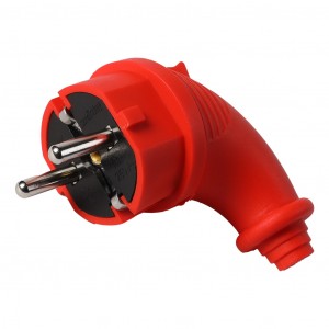 Smartbuy вилка угловая каучук 2P+PE 1х16A 220-240V, IP44, красная SBE-16-P09-Rr