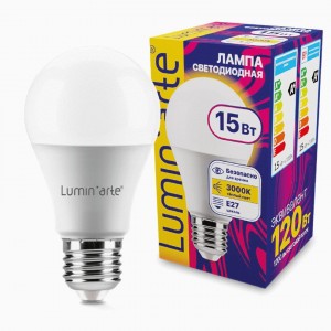 Lumin'arte лампа св/д ЛОН А60 15W E27 (120lm) 3000K 2K 112x60 LSTD-A60-15W3KE27