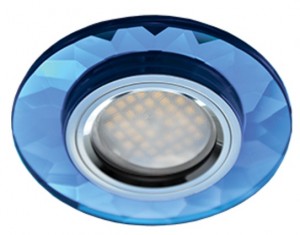 Ecola DL1654 MR16 GU5.3 св-к  Стекло граненый Голубой/Хром 25x90 FL1654EFF